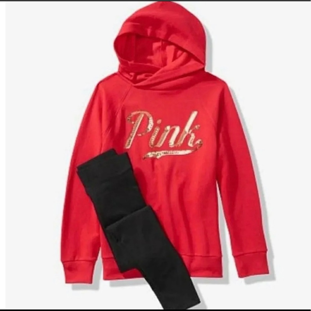 Pink VS bling pullover and legging box set